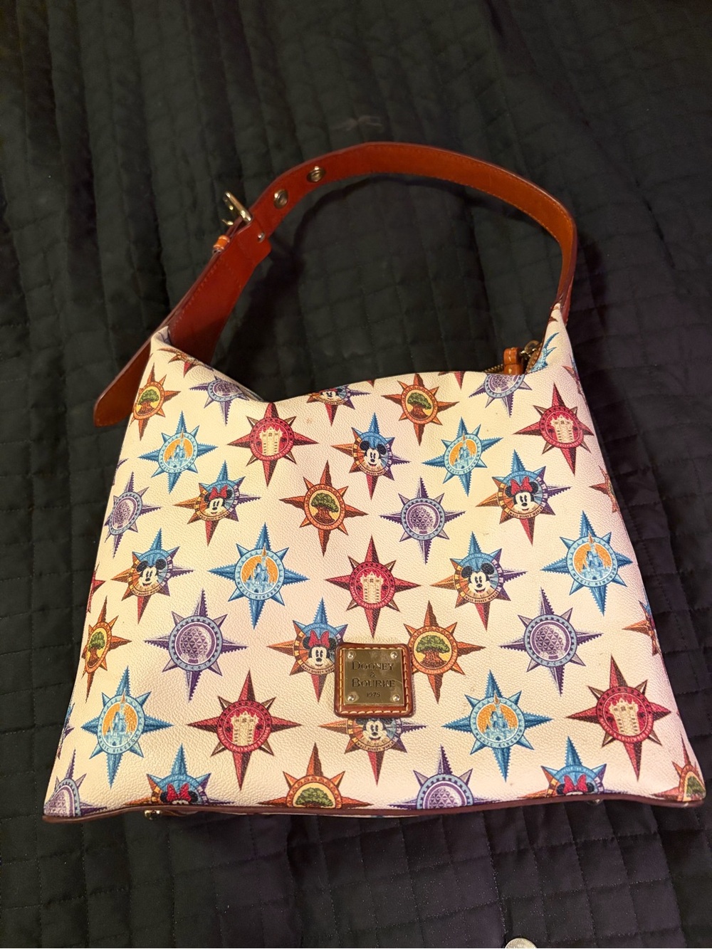 Dooney & Bourke Cream Multicolor Disney Star Print Shoulder Bag
